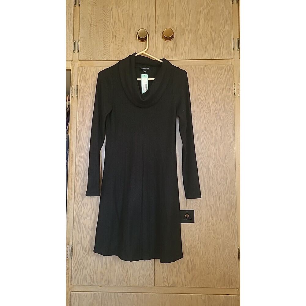 NWT Fortune + Ivy Womens S Elisha Cowl Neck Hacci Knit Dress Black Gothic Goth